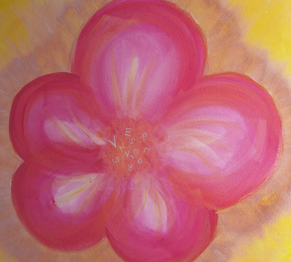 Bild entstanden nach dem Text - Blüte auf Leinwand, Acryl Bild entstanden nach dem Text - Blüte auf Leinwand, Acryl