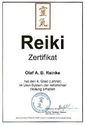 Zertifikat Reiki-Meister/Lehrer